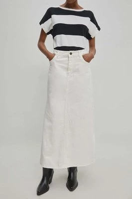 Answear Lab spódnica jeansowa kolor biały maxi rozkloszowana