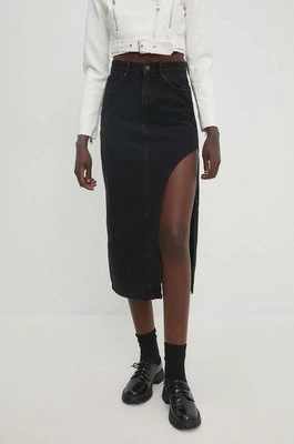 Answear Lab spódnica jeansowa kolor czarny maxi prosta