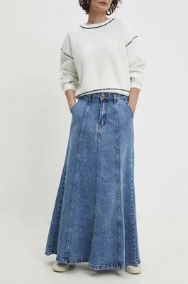 Answear Lab spódnica jeansowa kolor niebieski maxi rozkloszowana