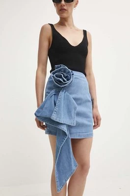 Answear Lab spódnica jeansowa kolor niebieski mini rozkloszowana
