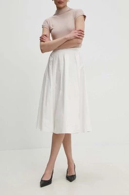 Answear Lab spódnica kolor biały midi rozkloszowana