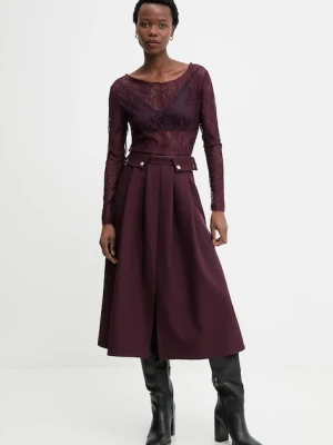 Answear.LAB spódnica kolor bordowy midi rozkloszowana