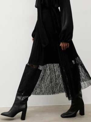 Answear.LAB spódnica kolor czarny midi rozkloszowana