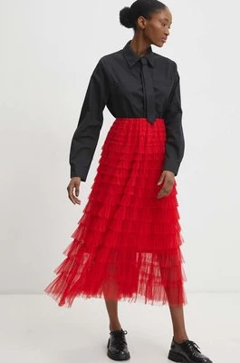 Answear Lab spódnica kolor czerwony maxi rozkloszowana
