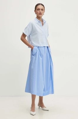 Answear Lab spódnica kolor niebieski midi rozkloszowana