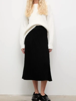 Answear.LAB spódnica z kaszmirem kolor czarny midi prosta