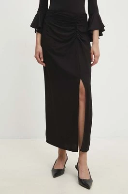 Answear Lab spódnica z lnem kolor czarny maxi prosta