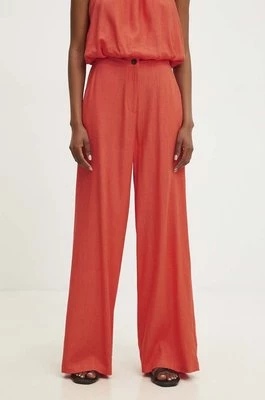 Answear Lab spodnie z lnem kolor pomarańczowy szerokie high waist
