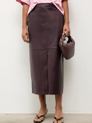 Answear.LAB spódnica z rozcięciem skórzana