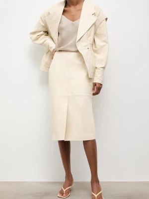 Answear.LAB spódnica z rozcięciem skórzana SORA