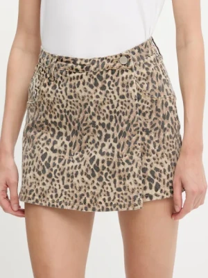 Answear Lab spódnicospodnie jeansowe damskie kolor beżowy wzorzyste high waist