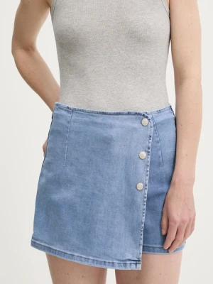 Answear Lab spódnicospodnie jeansowe kolor niebieski gładkie high waist