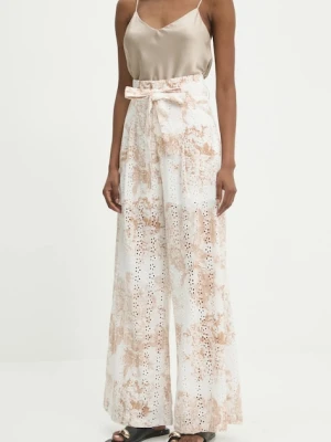 Answear Lab spodnie bawełniane damskie kolor beżowy szerokie high waist