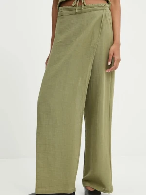Answear Lab spodnie bawełniane damskie kolor zielony szerokie high waist