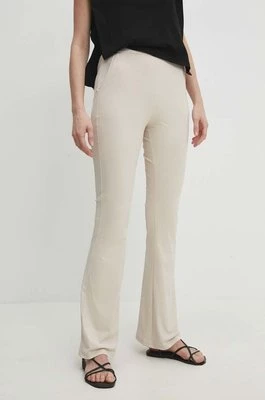 Answear Lab spodnie damskie kolor beżowy dzwony high waist