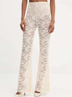 Answear.LAB spodnie damskie kolor beżowy dzwony high waist