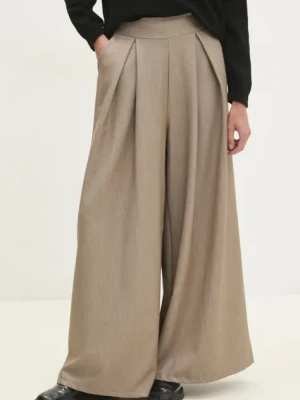 Zdjęcie produktu Answear Lab spodnie damskie kolor beżowy szerokie high waist
