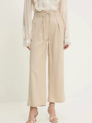 Answear Lab spodnie damskie kolor beżowy szerokie high waist