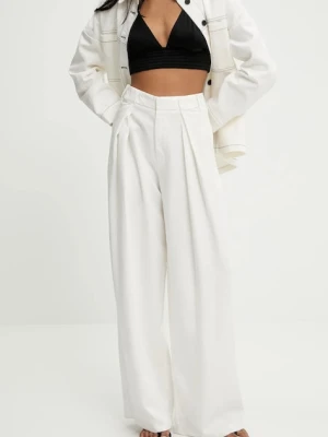 Answear Lab spodnie damskie kolor biały szerokie medium waist
