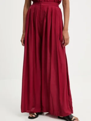 Answear Lab spodnie damskie kolor bordowy szerokie high waist