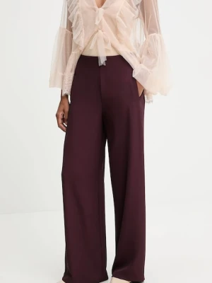 Answear.LAB spodnie damskie kolor bordowy szerokie high waist