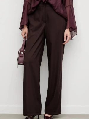 Answear.LAB spodnie damskie kolor bordowy szerokie high waist