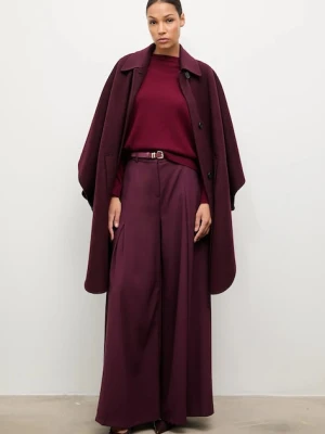 Answear.LAB spodnie damskie kolor bordowy szerokie high waist