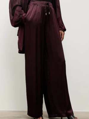Answear.LAB spodnie damskie kolor bordowy szerokie high waist
