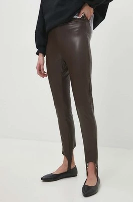 Answear Lab spodnie damskie kolor brązowy dopasowane high waist