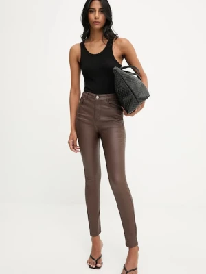 Answear.LAB spodnie damskie kolor brązowy dopasowane high waist