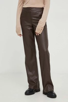 Answear Lab spodnie damskie kolor brązowy dzwony high waist