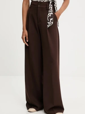 Answear.LAB spodnie damskie kolor brązowy proste high waist