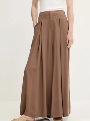 Answear.LAB spodnie damskie kolor brązowy szerokie high waist