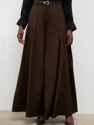 Answear.LAB spodnie damskie kolor brązowy szerokie high waist
