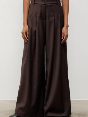 Answear.LAB spodnie damskie kolor brązowy szerokie high waist