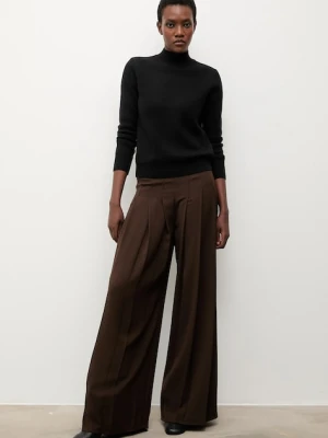 Answear.LAB spodnie damskie kolor brązowy szerokie high waist