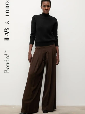 Bonded by Answear.LAB & LOBOS spodnie damskie kolor brązowy szerokie high waist