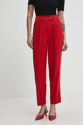 Answear Lab spodnie damskie kolor czerwony fason cygaretki high waist