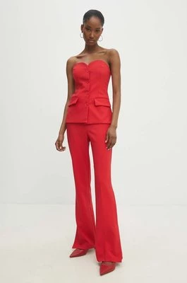 Answear Lab spodnie damskie kolor czerwony proste high waist