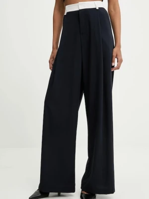 Answear Lab spodnie damskie kolor granatowy szerokie high waist