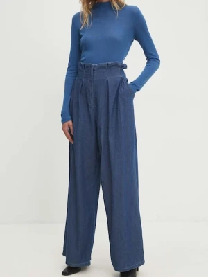 Answear.LAB spodnie damskie kolor niebieski szerokie high waist