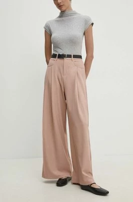 Answear Lab spodnie damskie kolor różowy szerokie high waist
