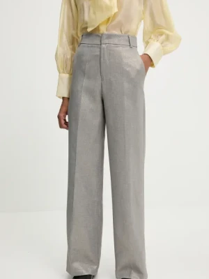 Answear Lab spodnie damskie kolor srebrny proste high waist