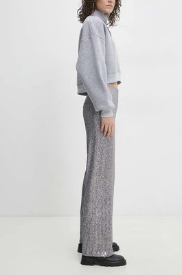 Answear Lab spodnie damskie kolor srebrny szerokie high waist