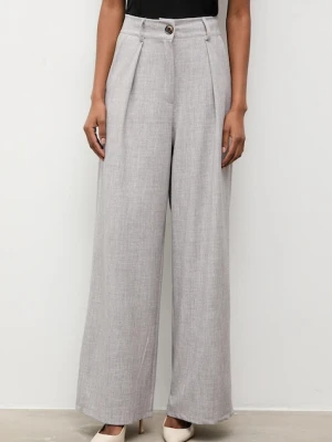 Answear.LAB spodnie damskie kolor szary proste high waist