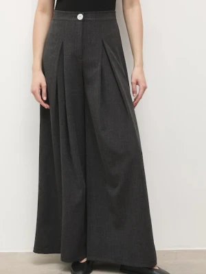 Answear.LAB spodnie damskie kolor szary szerokie high waist