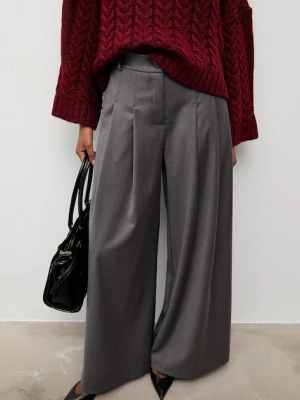 Answear.LAB spodnie damskie kolor szary szerokie high waist