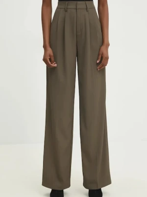 Answear.LAB spodnie damskie kolor zielony proste high waist