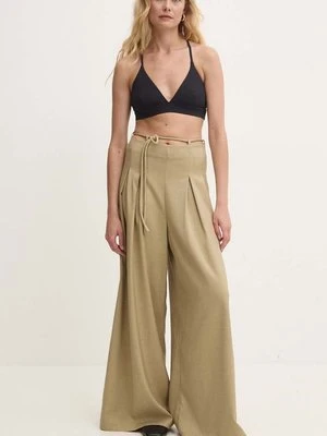 Answear Lab spodnie damskie kolor zielony szerokie high waist