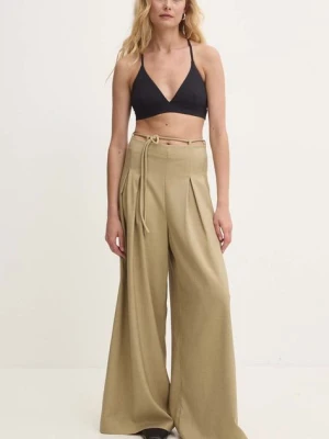 Answear Lab spodnie damskie kolor zielony szerokie high waist